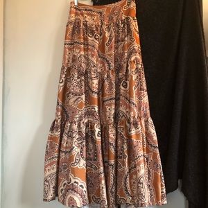 Free People Printed Paisley Moonbeam Maxi Skirt S